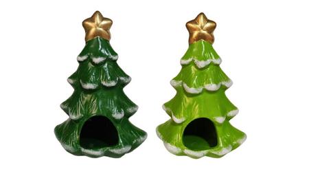 Imagem de Kit com 2 Arvore Porta Vela de Natal de Ceramica Verde