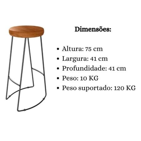 Imagem de Kit Com 2 Banquetas para Sala de Estar / Sala de Jantar / Churrasqueira / Balcão - Tenda House