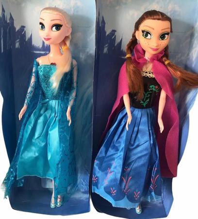 Boneca Frozen Kit Anna E Elsa 30cm Brinquedo Menina Musical