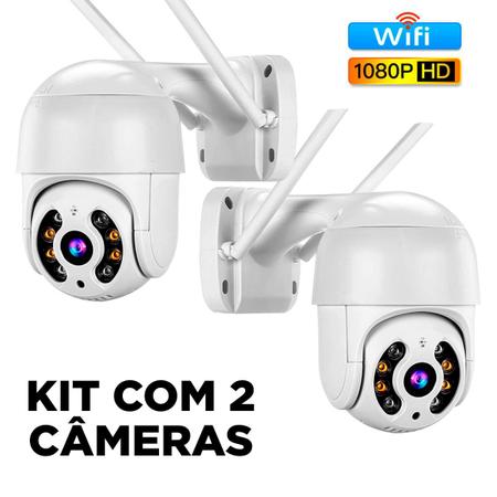 Imagem de Kit com 2 Câmeras de segurança IP Wi-Fi com rastreamento automático áudio e infravermelho