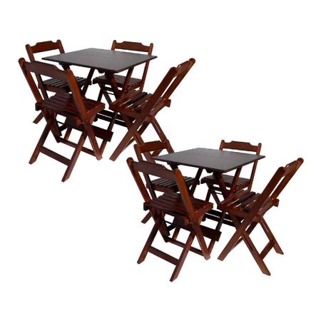 Imagem de Kit com 2 Conjuntos de Jogo de Mesa 70x70 Com 4 Cadeiras Dobráveis - DG Móveis