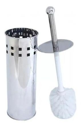 Imagem de Kit Com 2 Escova Sanitária Em Aço Inox + Suporte Para Escova Ideal Para Banheiros Privada Higienizar Sanitário