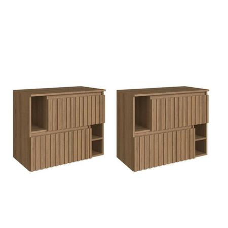 Kit com 2 Gabinetes de Banheiro Suspenso 75cm Luiza com 2 Portas Basculante sem Cuba Mel - FAEMA Imagem de Kit com 2 Gabinetes de Banheiro Suspenso 75cm Luiza com 2 Portas Basculante sem Cuba Mel