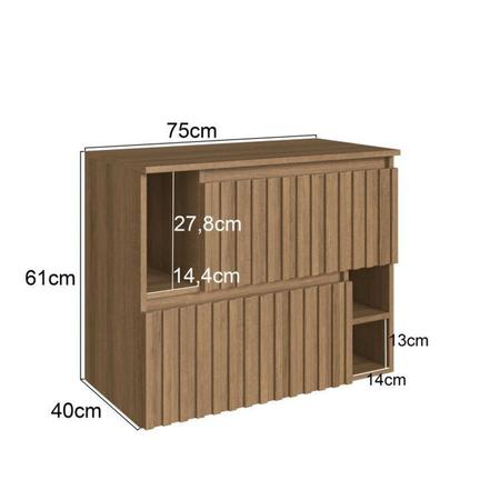Kit com 2 Gabinetes de Banheiro Suspenso 75cm Luiza com 2 Portas Basculante sem Cuba Mel - FAEMA Imagem de Kit com 2 Gabinetes de Banheiro Suspenso 75cm Luiza com 2 Portas Basculante sem Cuba Mel