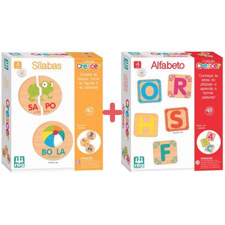 Kit Com 2 Jogos Infantis Educativos 4+ Anos Coleção Crescer Nig: Sílabas +  Alfabeto - Brinquedos Educativos - Magazine Luiza