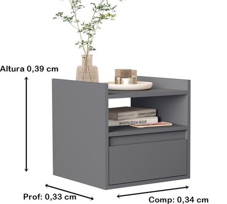 Imagem de Kit Com 2 Mesas De Cabeceiras Suspensa Com 1 Porta  Minerva - Cores Diversas - Lojas G2