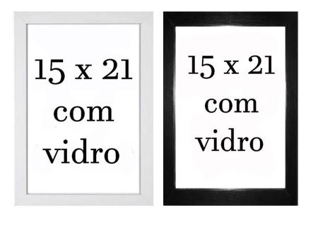 Imagem de Kit Com 2 Moldura A5 15 X 21 Com Vidro 1 Preta E 1 Branca