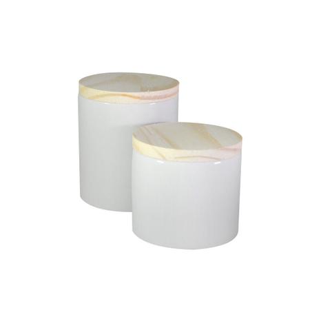 Imagem de kit com 2 Potes de Porcelanas (1G e 1P) para algodão e cotonete