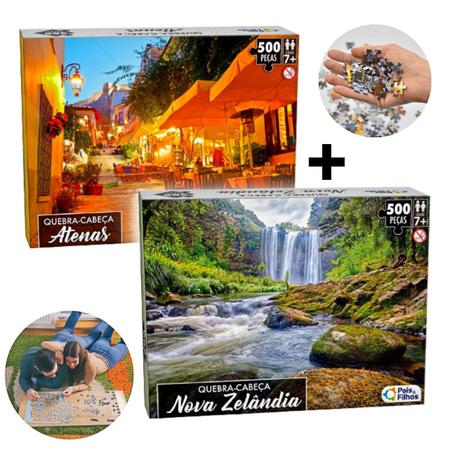 Kit Com 2 Quebra-Cabeças De 500 Peças Temas Paisagens Mundo - Pais