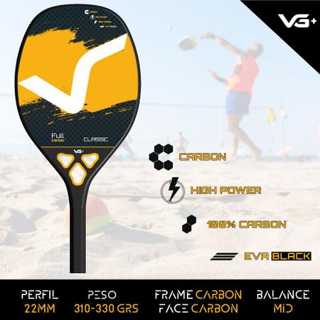 Imagem de Kit com 2 Raquetes de Beach Tennis Classic Full Carbon VG Plus