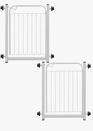 Imagem de Kit com 2 unidades Portão para Cachorros Grade Pet 69cm A 83cm Com Extensor de 10 Cm - BRANCO