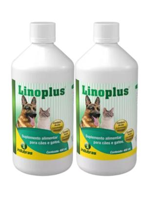 Imagem de Kit com 2 Unidades Suplemento Linoplus Líquido Vitaminas para Cachorros e Gatos 180mL 