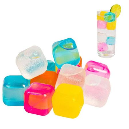 Imagem de Kit com 20 Cubos de Gelo Artificial Resistente Colorido Ecológico