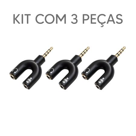 Imagem de Kit Com 3 Adaptador Em Y P2 P3 Splitter Para Fone Microfone