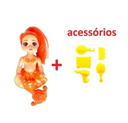 Imagem de Kit Com 3 Bonecas Sereias Sortida Brinquedo Meninas 12Cm