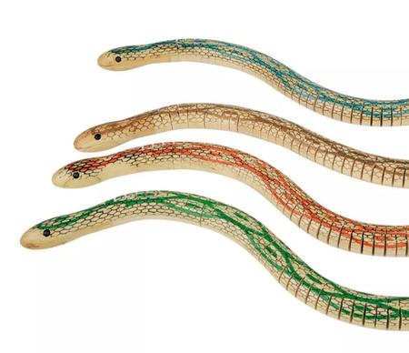 Imagem de Kit com 3 cobras selvagens de madeira articulada com 50cm