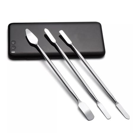 Imagem de Kit com 3 Espatulas Aço Inox para Manutenção Celular  Tablet Notebook Manicure Podóloga Artesanato Pintura