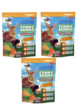 Imagem de Kit com 3 Pacotes Ração para Coelhos e Hamsters Funny Bunny Delícias da Horta 1.8 kg