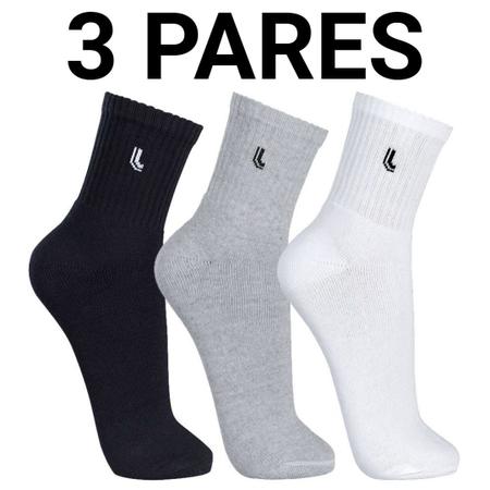 Imagem de Kit com 3 Pares de Meias Cano Médio Alto Algodão Lupo 03245