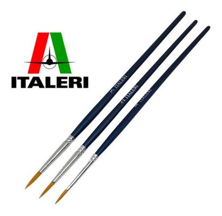 Imagem de Kit Com 3 Pincéis Cerda Sintética Italeri 52204 52205 52206