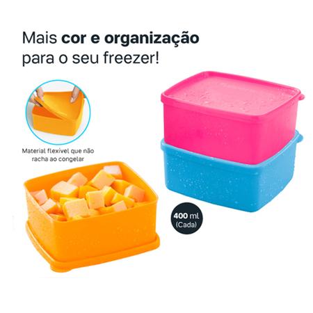Imagem de Kit com 3 Potes Freezer Jeitosinho 400 ml Tupperware (Cores Surpresa)