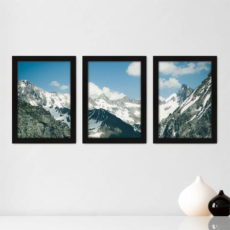 Imagem de Kit Com 3 Quadros - Montanha Neve Paisagem - 258kq02p