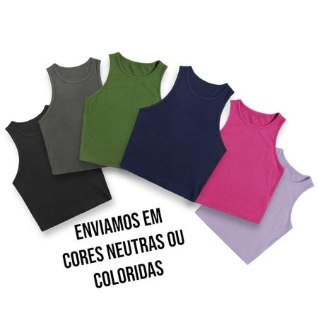 Imagem de Kit com 3 Regatas Blusinhas CROPPED CANELADO Fitness Camiseta Feminina Corrida Academia 848