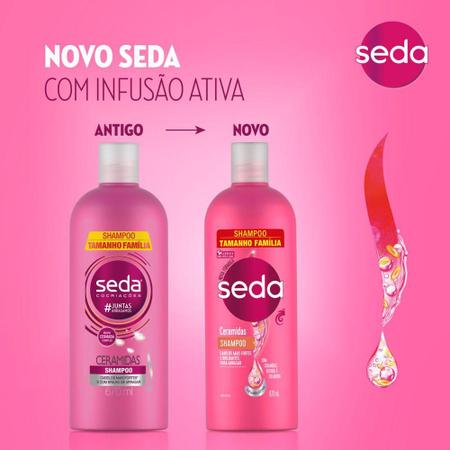 Imagem de Kit com 3 Shampoos Seda Cocriações Ceramidas 670ml Tamanho Família