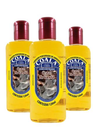 Kit com 3 Unidades Coala Limpador Aromatizante Cravo e Canela 120 Ml Imagem de Kit com 3 Unidades Coala Limpador Aromatizante Cravo e Canela 120 Ml