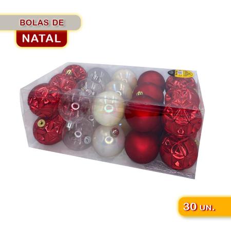 Imagem de Kit com 30 Bolinhas 06cm Vermelha Enfeite Árvore de Natal