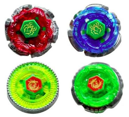 Kit com 4 pioes beyblade fight top metal lancador toy king