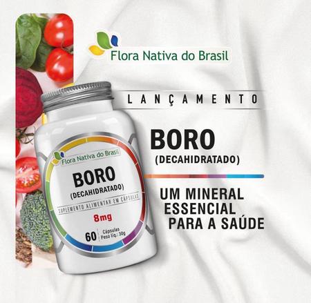 Imagem de Kit Com 4 - Boro Decahidratado 8g 60 caps de 500mg Flora Nativa do Brasil