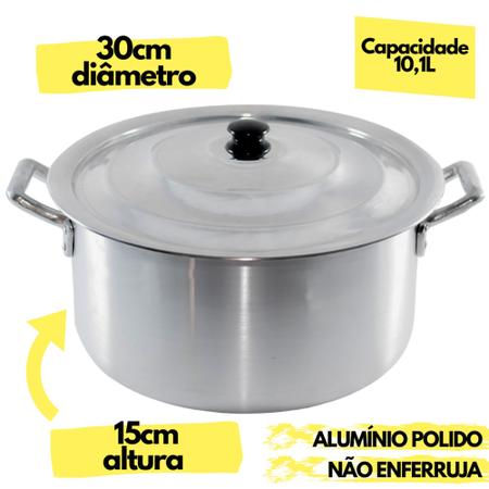 Imagem de Kit com 4 Caçarolas N 24 26 28 30 Panela Aluminio Linha Industrial Restaurante