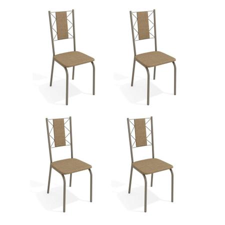 Imagem de Kit com 4 Cadeiras Estofadas Lisboa Cor Nickel 4C076NK Kappesberg Crome