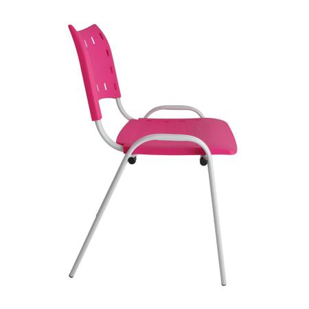 Imagem de Kit Com 4 Cadeiras Iso Para Escola Escritório Comércio Rosa Base Branca 