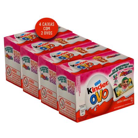 Imagem de Kit com 4 caixas de Kinder Ovo Meninas 40g (8 ovos)
