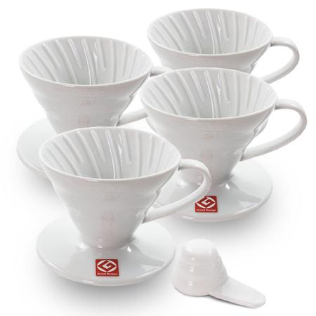 Imagem de Kit com 4 Coadores de Café em Acrílico Branco Hario V60-02