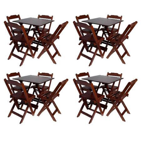 Imagem de Kit com 4 Conjuntos de Jogo de Mesa 70x70 Com 4 Cadeiras Dobráveis Cada Imbúia - Reisol Móveis