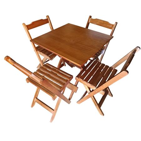 Imagem de Kit com 4 Conjuntos de Jogo de Mesa 70x70 Com 4 Cadeiras Dobráveis Cada Imbúia - Reisol Móveis