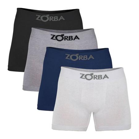 Imagem de Kit com 4 Cuecas Boxer Sem Costura Algodão Confortável Zorba