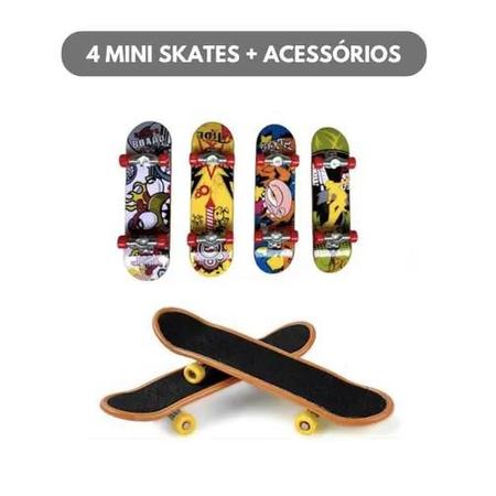Imagem de Kit Com 4 Skate De Dedo Fingerboard Com Lixa e Acessórios