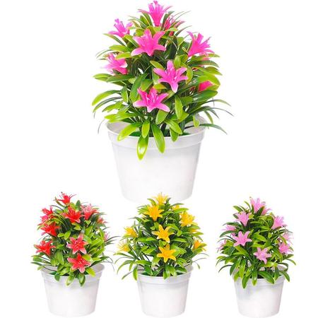 Imagem de Kit Com 4 Vasos De Flores Artificiais Decorativas Grande