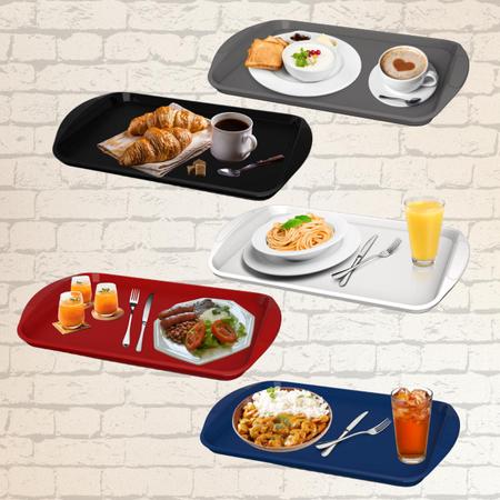 Imagem de Kit com 5 Bandejas Multiuso Retangular 35,8x23,6 Resistente Restaurante Self Service FastFood Bares