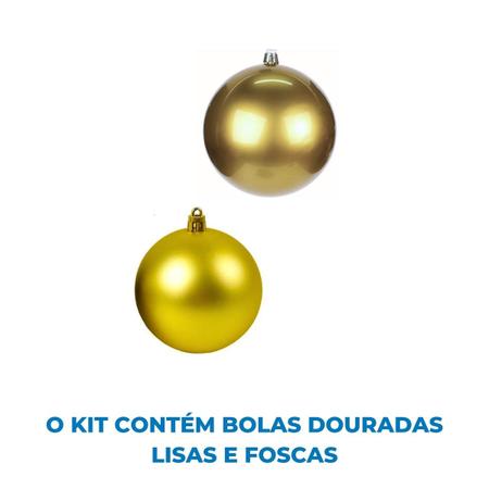 Imagem de Kit com 5 bolas para Árvore de Natal 8cm Douradas Decoração Premium