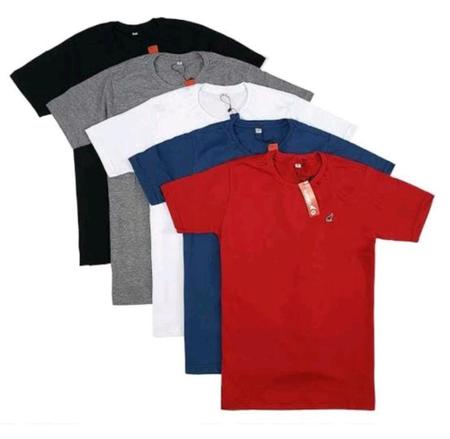 Imagem de Kit com 5 Camisas Blusa Masculina Adulta Gola Careca