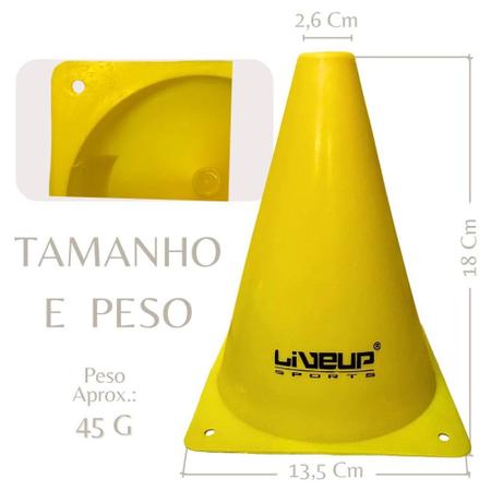 Imagem de Kit com 5 Cones de Agilidade para Treinamento 18 Cm Amarelo Liveup  Liveup Sports 