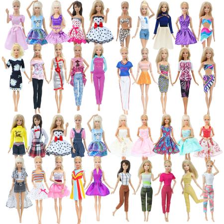 Kit 5 Roupinhas Para Boneca Barbie Mais 5 Pares de Sapatos