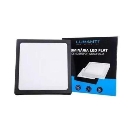 Kit com 5 Luminárias Branca, LED flat quadrada 12W, Branca fria - Lumanti Imagem de Kit com 5 Luminárias Branca, LED flat quadrada 12W, Branca fria - Lumanti