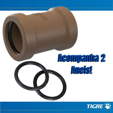 Imagem de Kit Com 5 Luva De Correr PVC Marrom Com Aneis Para Canos Tubos Água Fria De 1” Polegadas 32mm Tigre