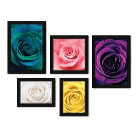 Kit Com 5 Quadros Decorativos - Flores - Rosas - 218kq01p - Allodi Imagem de Kit Com 5 Quadros Decorativos - Flores - Rosas - 218kq01p